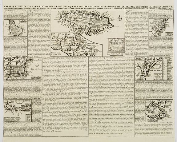 CHATELAIN,H., Carte qui contient..Iles & Terres..L'Amerique..Jamaique.., antique map, old maps