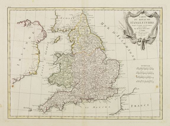 LATTRÉ / BONNE, R., Carte Du Royame D'Angleterre.., antique map, old maps