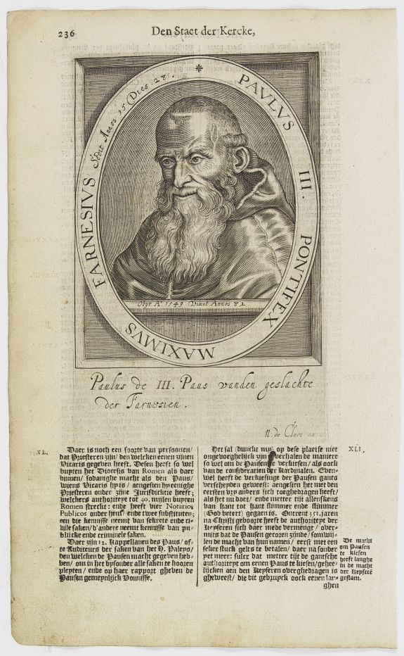 DE CLERCK, N., Paulus III. Pontifex Maximus Farnesius Sedit Annos 15 Dies 28., antique map, old maps