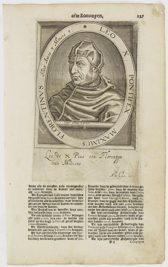 DE CLERCK, N., Leo X. Pontifex Maximus Florentinus Sedit Annos 8 Menses 8. / Paulus Quartus Neapolitanus Pontifex Maximus.., antique map, old maps
