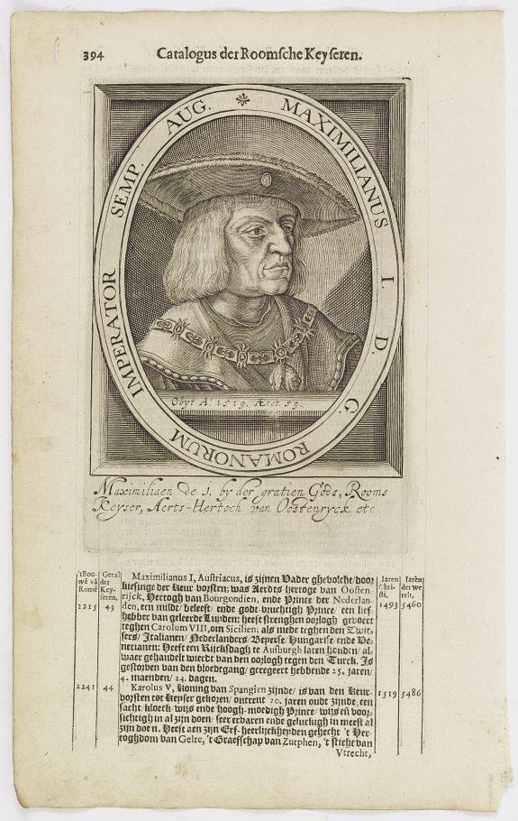 DE CLERCK, N., Maximilianus I. D. G. Romanorum Imperator Semp. Aug., antique map, old maps