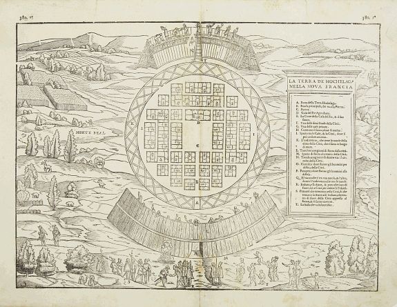 RAMUSIO,G.B., La terra de Hochelaganella Nova Francia., antique map, old maps