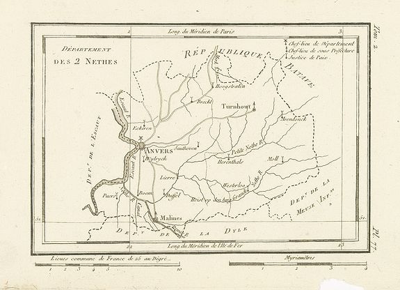 DELAPORTE, L'Abbé., Département des 2 Nethes., antique map, old maps