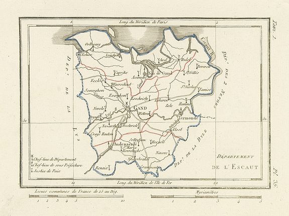 DELAPORTE, L'Abbé., Département de l'Escaut., antique map, old maps