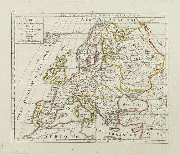 VAUGONDY,R. de, L'Europe. Divisée suivant ses principaux Etats., antique map, old maps