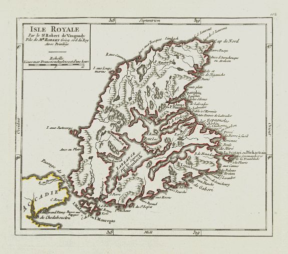 VAUGONDY, R. de, Isle Royale., antique map, old maps