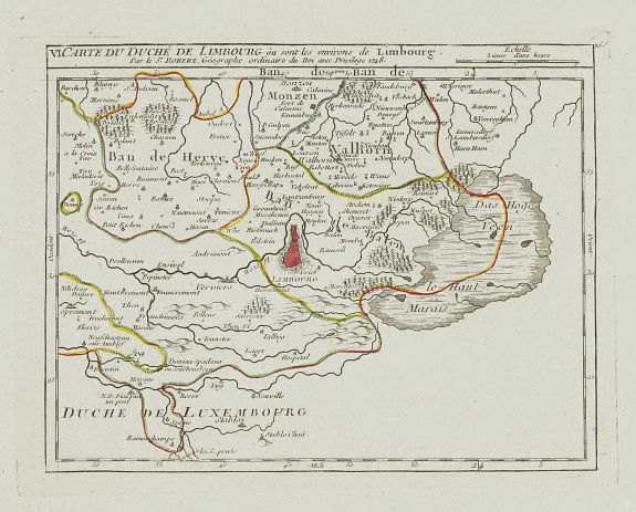 VAUGONDY, R. de, VI. Carte du Duché de Limbourg où sont les environs de Limbourg., antique map, old maps