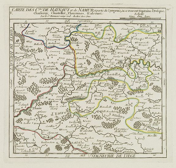 VAUGONDY, R. de, V. Carte des C.tes de Haynaut et de Namur. . ., antique map, old maps