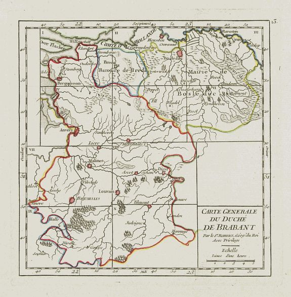 VAUGONDY,R. de, Carte Generale du Duché de Brabant., antique map, old maps