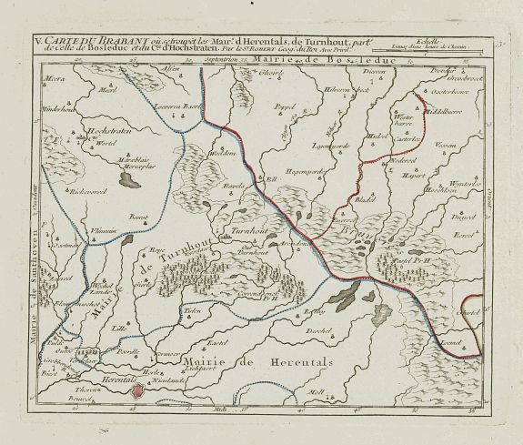 VAUGONDY, R. de, V. Carte du Brabant ou se trouvét les Mair.s d'Herentals.. Hochstraten., antique map, old maps