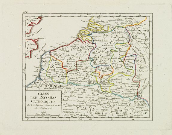 VAUGONDY,R. de, Carte des Pays-Bas Catholiques., antique map, old maps
