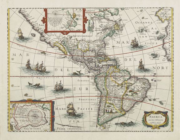 HONDIUS,H., America noviter delineata., antique map, old maps