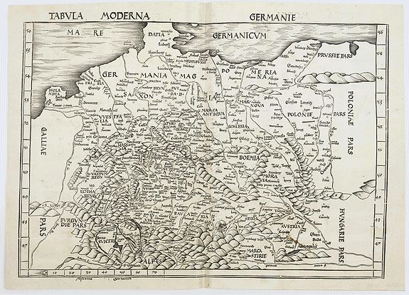PTOLOMY,C./ WALDSEEMÜLLER, M., Tabula Moderna Germanie., antique map, old maps