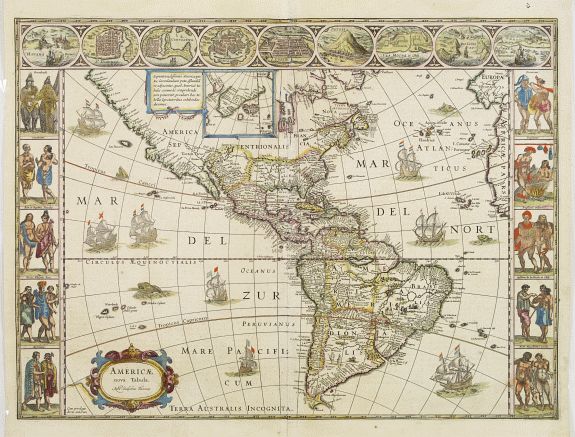 BLAEU, W., Americae Nova Tabula., antique map, old maps
