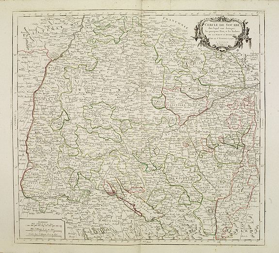 SANTINI, P. / REMONDINI, M., Cercle de Souabe.. les enclaves de la Maison d'Autriche., antique map, old maps