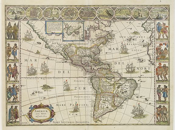 BLAEU, W., Americae Nova Tabula., antique map, old maps