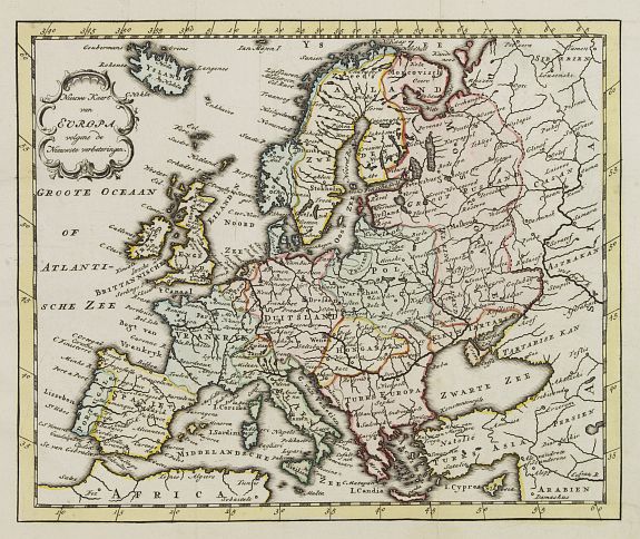 KEIZER, J./ DE LAT, J., Nieuwe Kaart van Europa., antique map, old maps