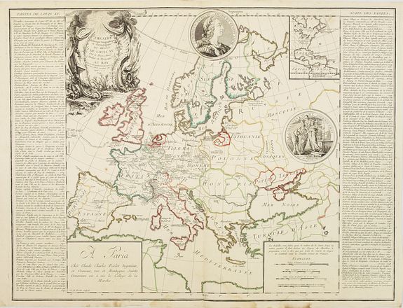 RIOLET, C.C., Théatre historique géographique et chronologique du règne de Louis XV Dit le Bien-Aimé. Dedié et présenté au Roy. . ., antique map, old maps