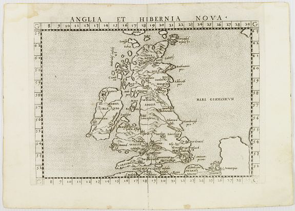 RUSCELLI, G., Anglia et Hibernia Nova. . ., antique map, old maps