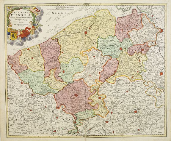 HOMANN, J.B., Comitatus Flandriae. . ., antique map, old maps