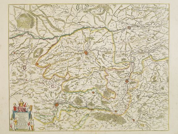HONDIUS, H., Flandria Galiica Continens Castellanias. . ., antique map, old maps
