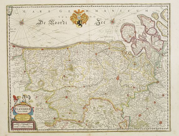 HONDIUS, J., Comitatus Flandriae. . ., antique map, old maps