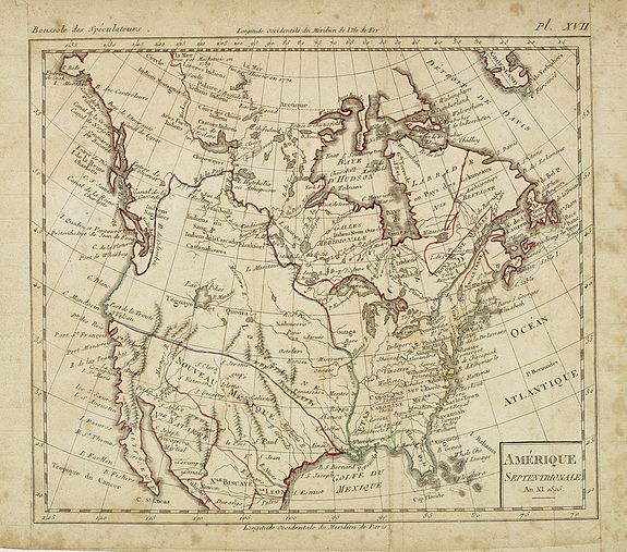 MALISSET, Jean Baptiste Antoine., Amérique Septentrionale an XI 1803, antique map, old maps
