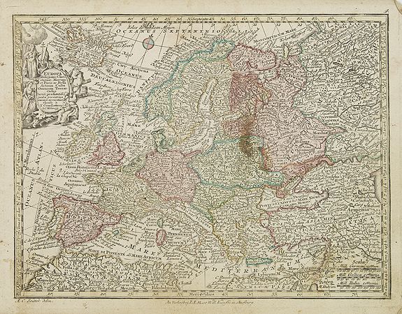 LOTTER, T., Europa religionis Christiania, morum et pacis. . ., antique map, old maps