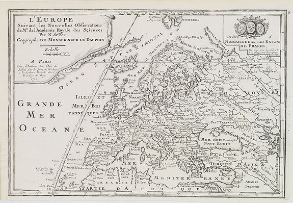 FER, N. de, L'Europe, Suivant les Nouvelles Observations de M.rs de L'Academie Royale des Siences. . ., antique map, old maps