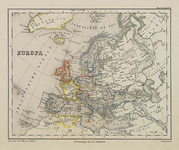 SCHOLTENS, A.L., Europa., antique map, old maps