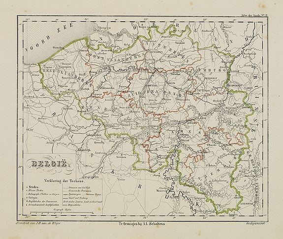 SCHOLTENS, A.L., België., antique map, old maps