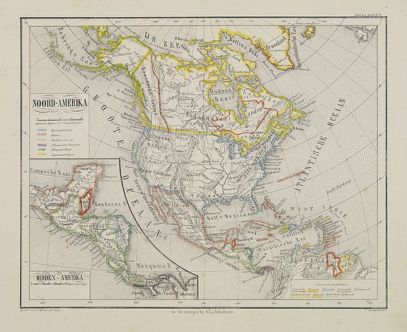 SCHOLTENS, A.L., Noord-Amerika., antique map, old maps