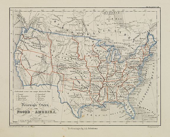SCHOLTENS, A. L., Vereenigde Staten van Noord-Amerika., antique map, old maps