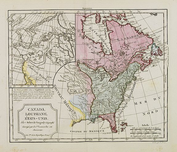 VAUGONDY, R. de / DELAMARCHE, Canada, Louisiane, États-Unis., antique map, old maps