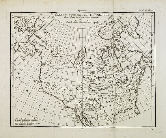 DIDEROT, D., Carte des parties nord et ouest de l' Amerique. . ., antique map, old maps