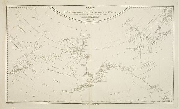 SCHRAEMBL, F.A., Karte von den N.W. Amerikanische und N.O.E. Asia. . ., antique map, old maps