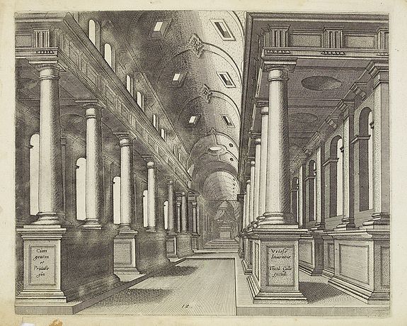 VREDEMAN DE VRIES, J. / GALLE, Th., Perspective print after Vredeman de Vries., antique map, old maps