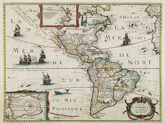 BERTIUS, P. / VAN LOCHOM, M., Carte de L'Amerique Corrigee et augmentee dessus toutes les autres . . ., antique map, old maps
