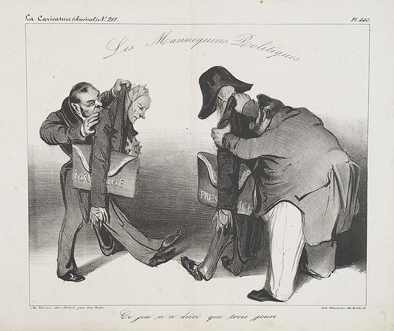 DAUMIER, H., Ce jeu n'a duré que trois jours. (Plate 440 in la Caricature)., antique map, old maps