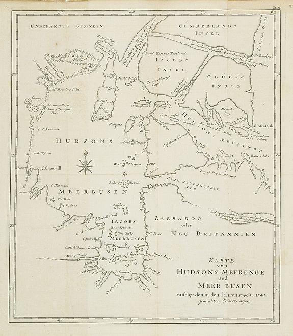 ELLIS, H., Karte von Hudsons Meerenge und Meer Busen., antique map, old maps