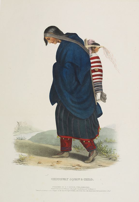 McKenney, Thomas Loraine and James Hall., Chippeway Squaw & Child., antique map, old maps