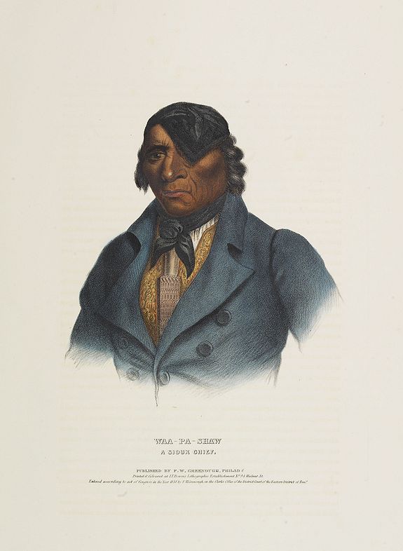 McKenney, Thomas Loraine and James Hall., Waa-Pa-Shaw. A Sioux Chief., antique map, old maps