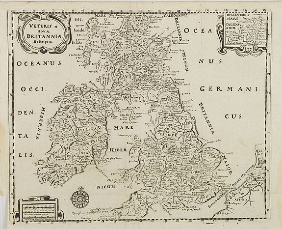 CLUVER, P., Veteris et nova Britannia descriptio., antique map, old maps