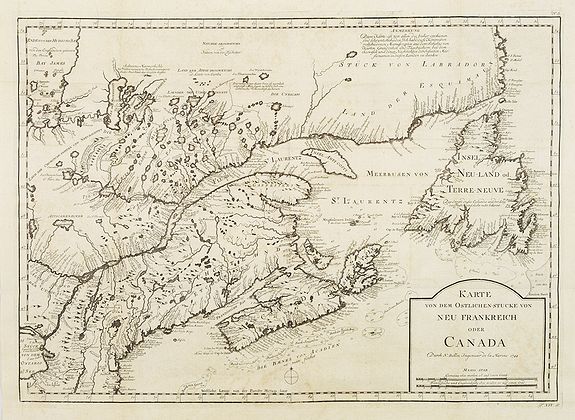 BELLIN, J.N., Karte von dem Ostlichen-Stucke von Neu Frankreich oder Canada.., antique map, old maps