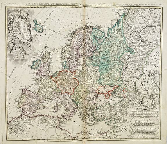 HOMANN, J.B., Europa Secundum Legitimas Projectionis Stereographicae Regulas et juxta recentissimas observationes. . ., antique map, old maps