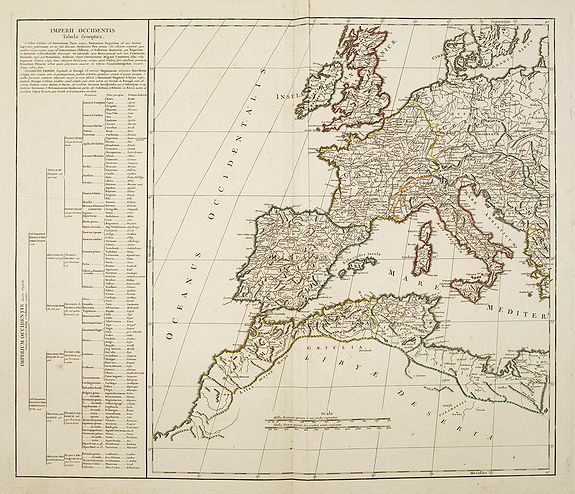 VAUGONDY, R. DE, Imperii Occidentis Tabula synoptica., antique map, old maps