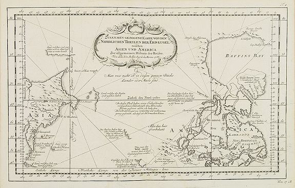 BELLIN, J.N. / ARKSTEE & MERKUS., Zusammen Gezogene Karte von den Nordlichen Theilen der Erd-Kugel zwischen Asien und America. . . N°4., antique map, old maps