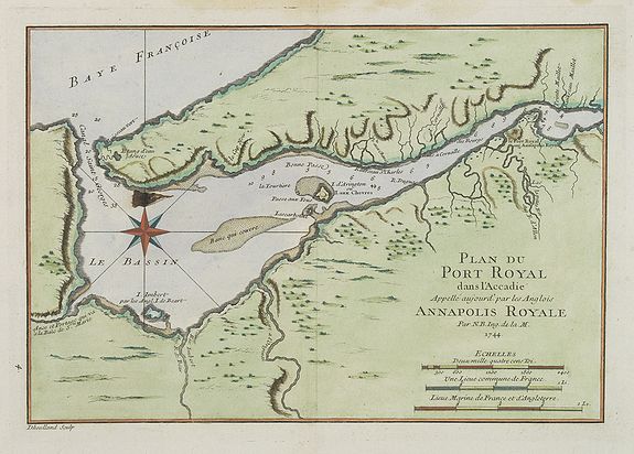BELLIN, J.N., Plan du Port Royal dans l'Acadie, Appelé Aujourd' par les Anglois Annapolis Royal., antique map, old maps