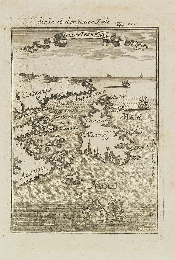 MALLET, A.M., Isle de Terre Neuve., antique map, old maps