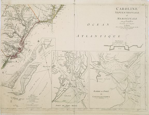 LE ROUGE, G.L., Caroline Septentrionalr et Meridionale en 4 Feuilles . . ., antique map, old maps